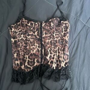 Fashion Nova Animal Print Bustier with Black Accents